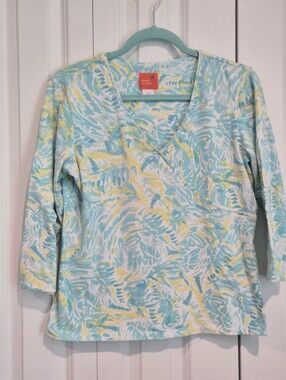 Hearts of Palm Women's Floral 3/4 Sleeve Top Size Medium